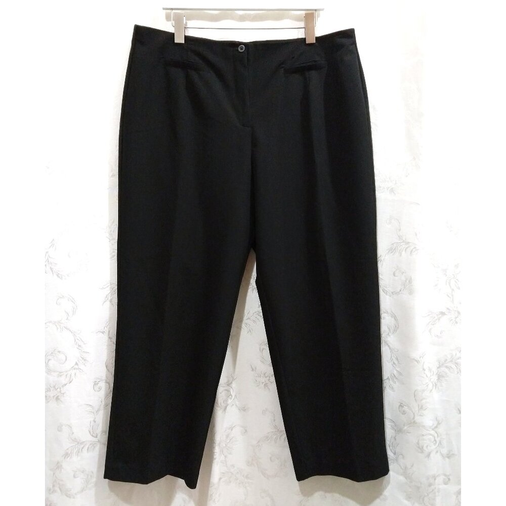 Avenue Stretch Trousers Black Size 18 Straight Leg Front Pockets Back Elastic